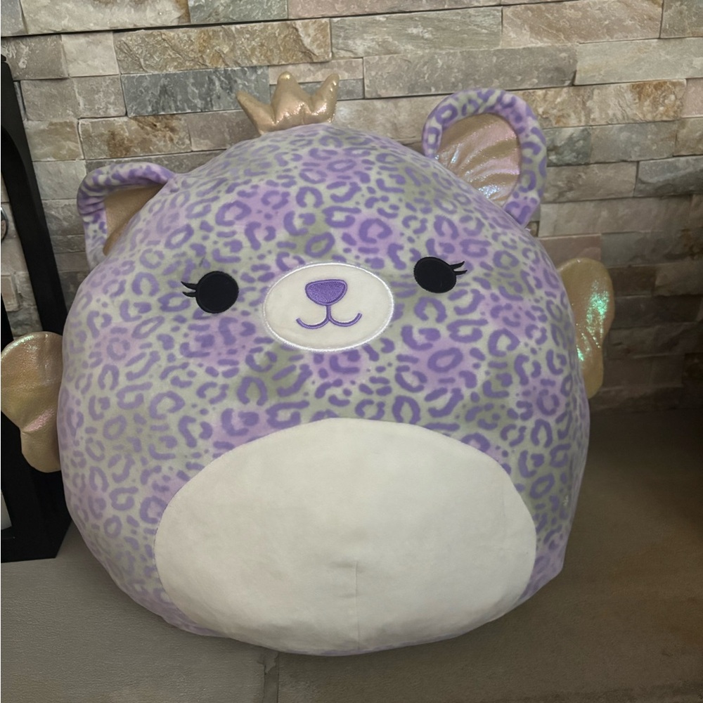 Purple Leopard Plush Toy with Gold Accents